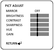 menu options for the OSD for COR-553HD full size security camera