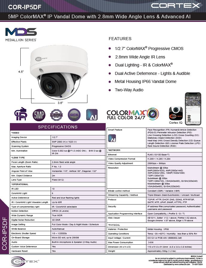 Medallion network camera,5MP Medallion network camera with 5MP IP Outdoor Dome Network Camera with 31-102° Angle of view