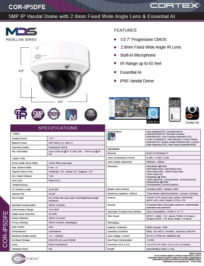 Medallion network camera,5MP Medallion network camera with 5MP IP Outdoor Dome Network Camera with 31-102° Angle of view